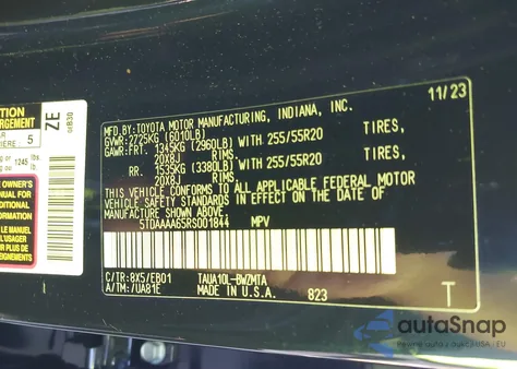 2024 Lexus Tx 350 Premium из США, поврежденный, VIN 5TDAAAA65RS001844